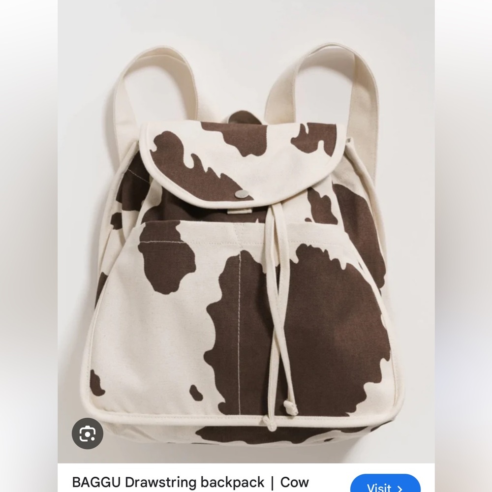 Baggu Cow Print Drawstring Backpack